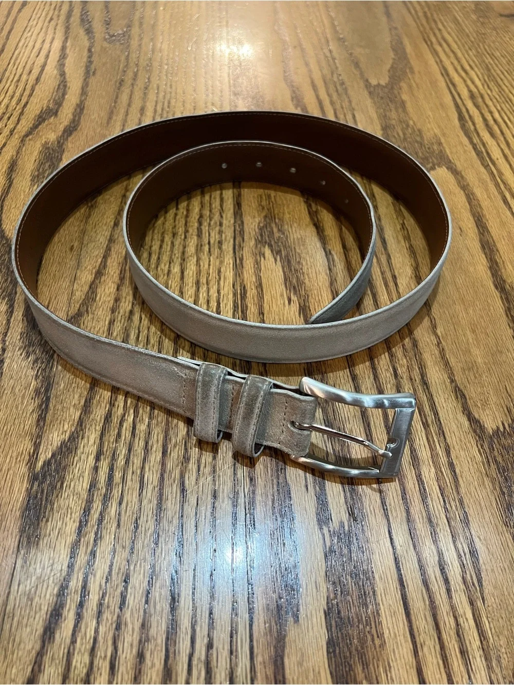 Torino Leather Company Pair Men's European Sueded Calfskin Belts Sz 42 Whiskey